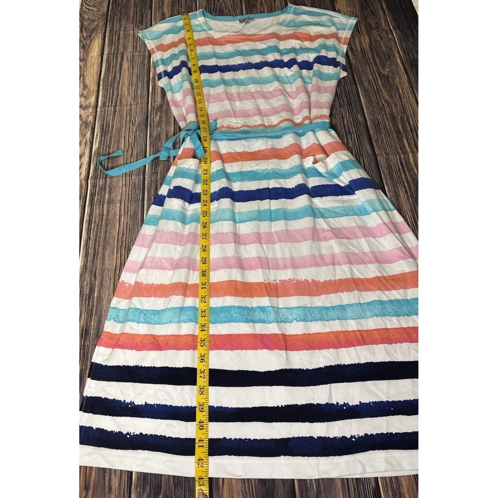 T by Talbots Dress Womens Large Striped Multicolor Midi Belted Casual Summer - Picture 3 of 14